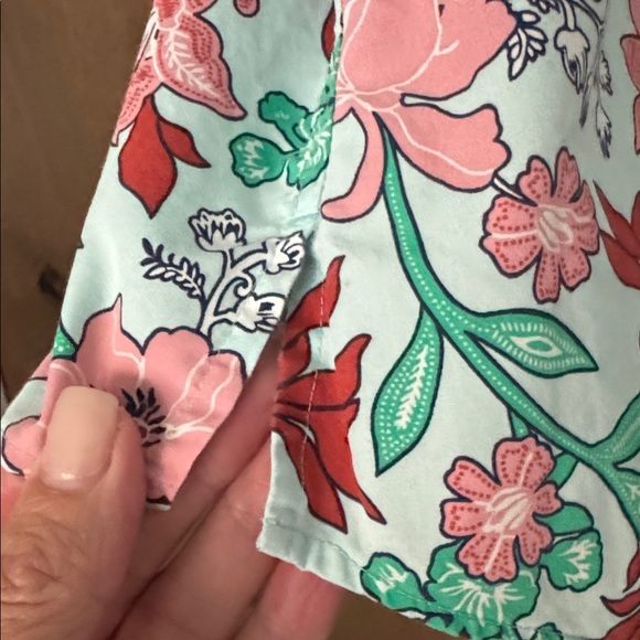 Lands End Floral Print Button Down Supina Cotton blouse Top plus size Womens 26W - Picture 6 of 12